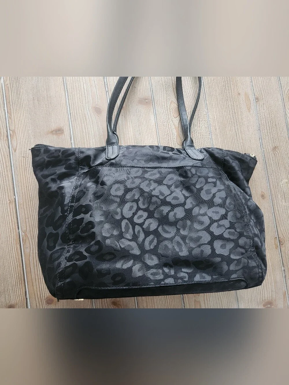 Michael Kors Black Leopard-Print Jacquard Tote with Gold Hardware